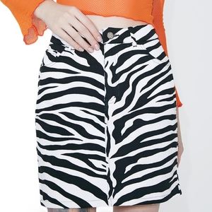 NWT Motel Zebra Denim Mini Skirt